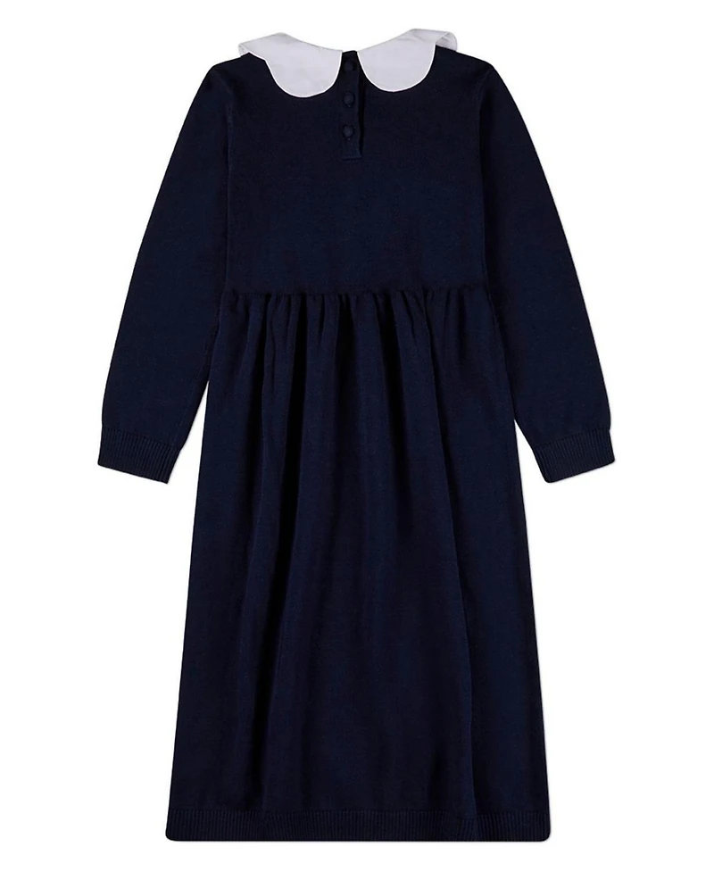 MeMoi Big Girls 100% Cotton 6-12 Maxi Dress with Scalloped Pop Collar and Bow Accents