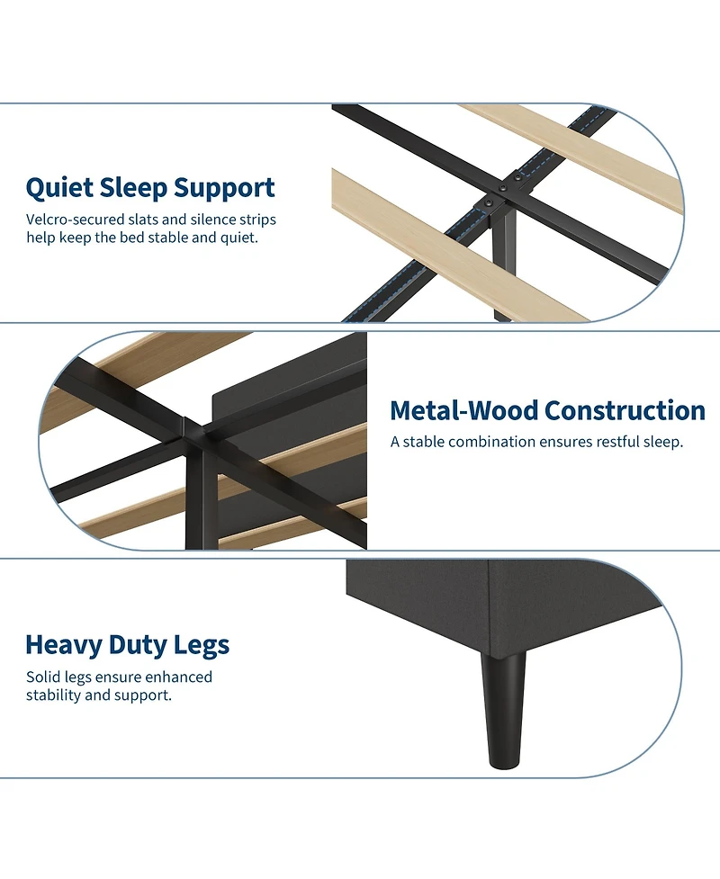 homfan Upholstered Platform Bed Frame