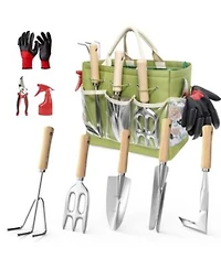Xdovet Garden Tools Set 9-Piece Heavy Duty Stainless Steel Kit With Tote Bag