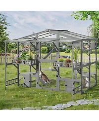 Streamdale Furniture Large Outdoor Catio for 6-10 Cats with Weatherproof Roof and 6 Platforms