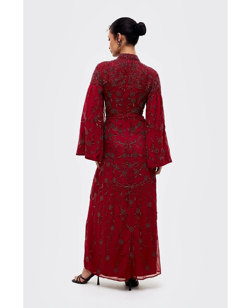 Maryisa Women's Modest Embellished Sequins High Neck Gown