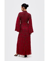 Maryisa Women's Modest Embellished Sequins High Neck Gown