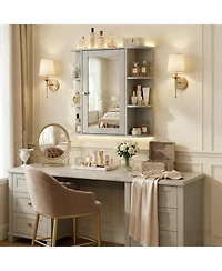 Phying Bathroom Wall Storage Cabinet with Mirror, Medicine Cabinet with Adjustable Wood Shelf and Doors, Mounted Storage Cabinets