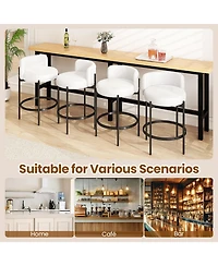 Gymax Set of Boucle Counter Stools with Curved Backrest Metal Frame Comfy Footrest