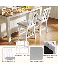 Gymax Set of 2 25'' Swivel Counter Height Chairs with Upholstered Seat Rubber Wood Frame
