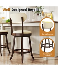 Gymax Set of 2 25.5'' Counter Height Chairs with Padded Seat and Backrest Rubber Wood