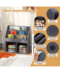 Gymax Kids Wooden Bookshelf Bookcase Children Toy Storage Cabinet Organizer
