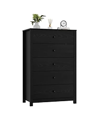 homfan Modern 5 Drawer Dresser - Chest of Drawers with Deep for Bedroom, Living Room, Hallway