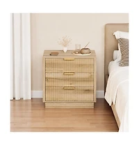 homfan 3 Drawer Dresser, 23 Inch Wood Chest of Drawers with Metal Handles for Bedroom or Living Room, Spacious Bedside Table and End Table