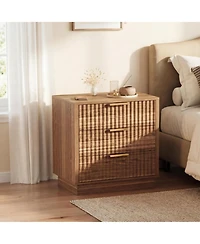 homfan 3 Drawer Dresser, 23 Inch Wood Chest of Drawers with Metal Handles for Bedroom or Living Room, Spacious Bedside Table and End
