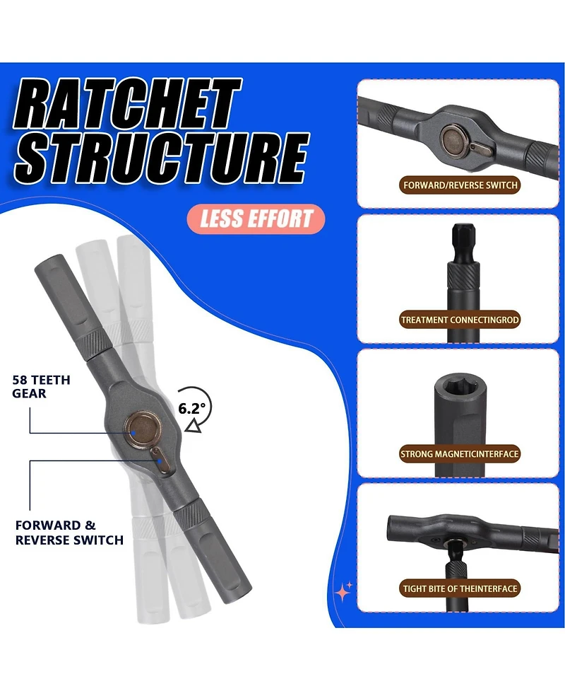 Xdovet 24 in 1 Ratcheting T-handle Multi-bit Repair Tool Kit