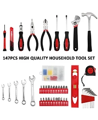 Xdovet 147-Piece Tool Set Home Repair Kit with Storage Box Adjustable Wrench Pliers