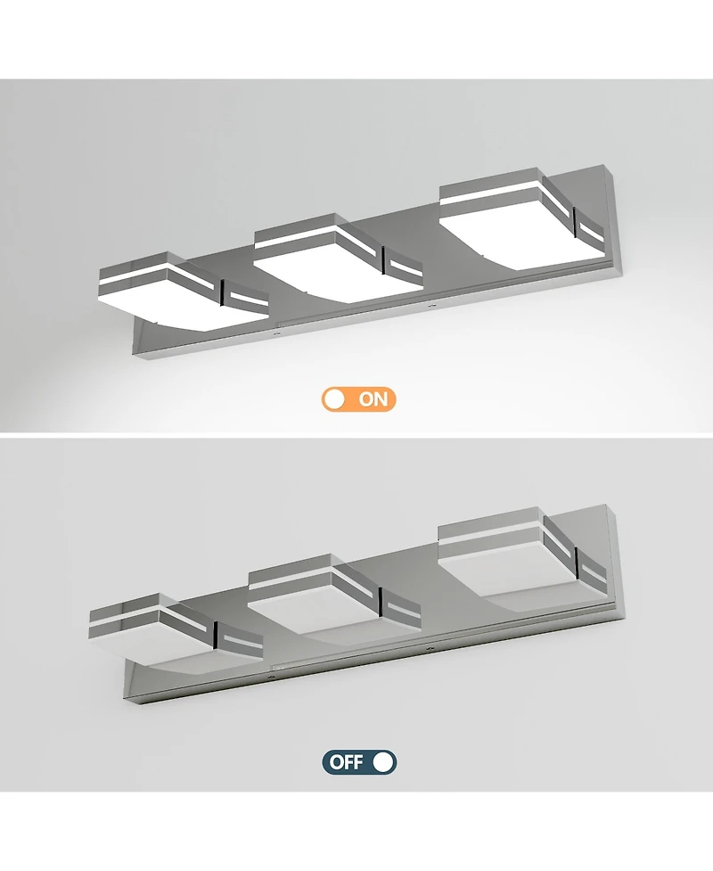 Midola Modern Chrome Led Vanity Light, 3-Lights Wall Sconce for Bathroom and Mirror, Sleek Minimalist Design, Energy-Efficient, Easy to Install