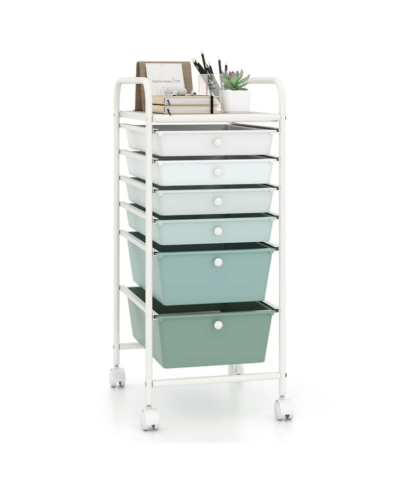 Slickblue 6 Drawer Rolling Storage Cart Multifunctional Organizer for Home Use