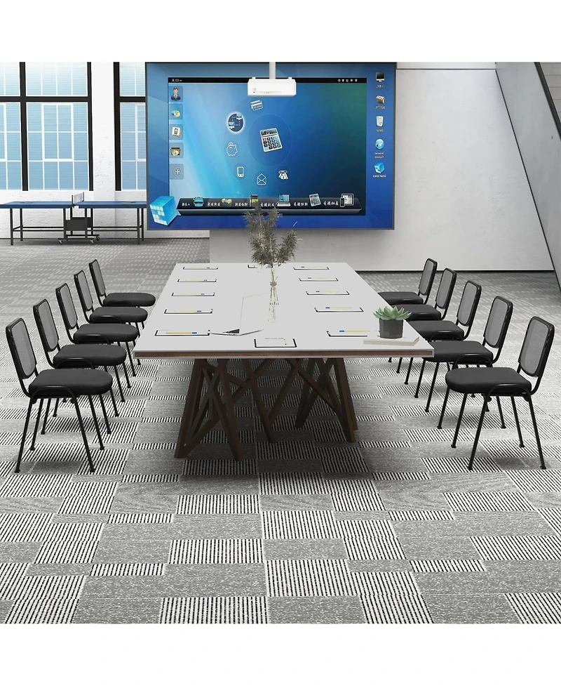 Gymax Set of 15 Mesh Conference Room Chairs with Upholstered Fabric Seat for Home Office