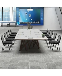 Gymax Set of 15 Mesh Conference Room Chairs with Upholstered Fabric Seat for Home Office