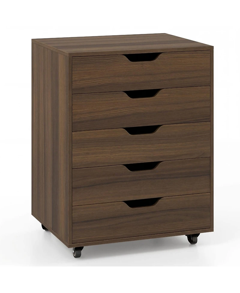 Slickblue Rolling 5-Drawer File Cabinet for Living Room Storage