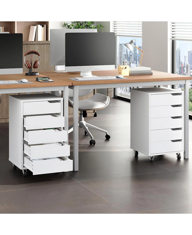 Slickblue 5-Drawer Rolling File Cabinet for Office Documents and Storage