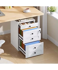 Slickblue Rolling File Cabinet with 3 Drawers and Lock for Letter Size Files