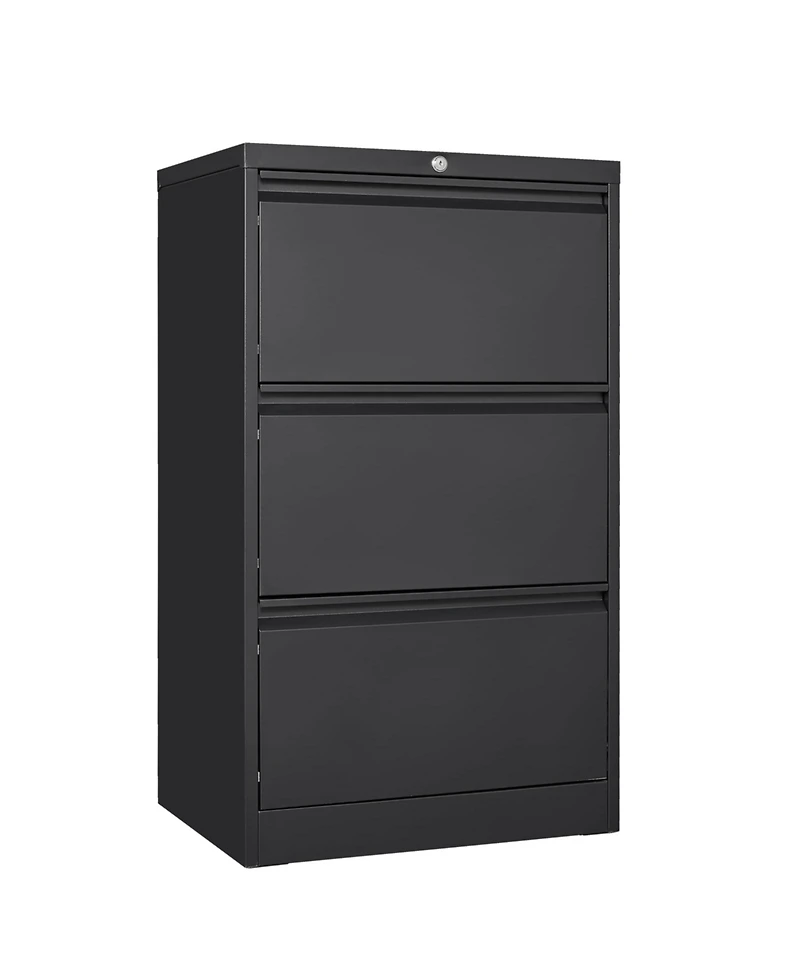homfan Lateral File Cabinet with Lock 3-Drawer Steel Filing Cabinet for Home Office - Legal/Letter/A4/F4 Files