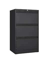 homfan Lateral File Cabinet with Lock 3-Drawer Steel Filing Cabinet for Home Office - Legal/Letter/A4/F4 Files