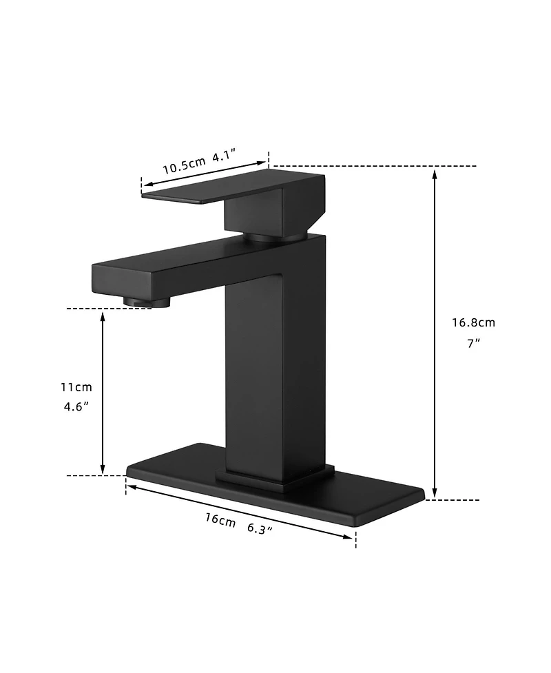 Midola Sink Faucet With Deck Plate Waterfall with Pop Up Drain and Supply Lines Bathroom Faucets for Sink 1 Hole One Handle Faucets Vanity Bath