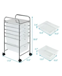 Gouun 6-Drawer Rolling Storage Cart Organizer Clear Drawers Casters