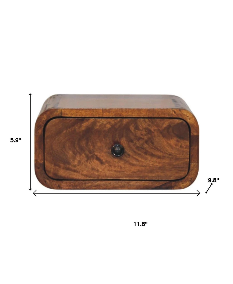 HomeRoots 12" Chestnut Solid Wood One Drawer Floating Nightstand
