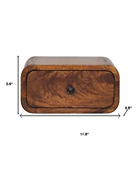 HomeRoots 12" Chestnut Solid Wood One Drawer Floating Nightstand