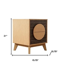 HomeRoots Set of Two 21" Solid Wood Square Two Drawer Nightstands