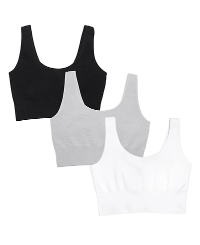 Fruit of the Loom Women's 360 Stretch Seamless Comfort Longline Bralette 3-Pack