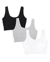 Fruit of the Loom Women's 360 Stretch Seamless Comfort Longline Bralette 3-Pack