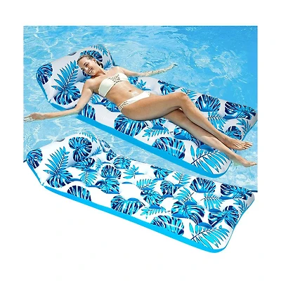 Cowin Inflatable Pool Float Mat 73"x34" Adult Lounger with Headrest Lounge Chair Floating