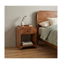 HomeRoots 16" Chestnut Solid Wood One Drawer Scallop Edge Nightstand