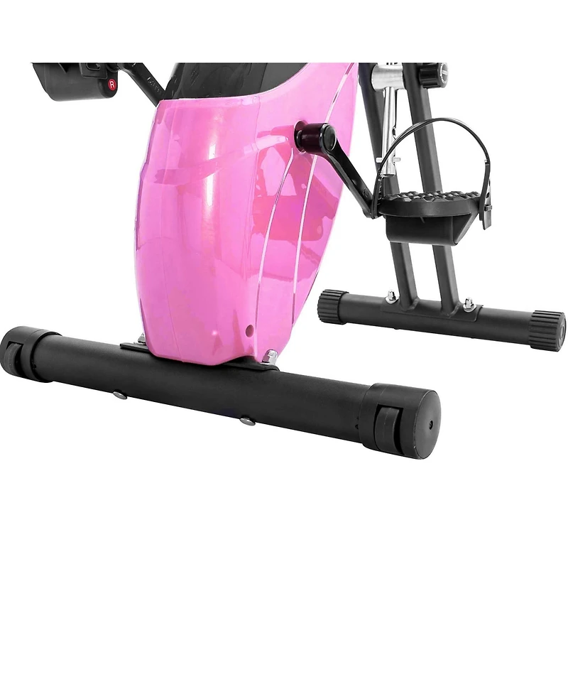 Zeny Folding Exercise Bike, Fitness Upright and Recumbent X-Bike with 16-Level Adjustable Resistance, Arm Bands Backrest