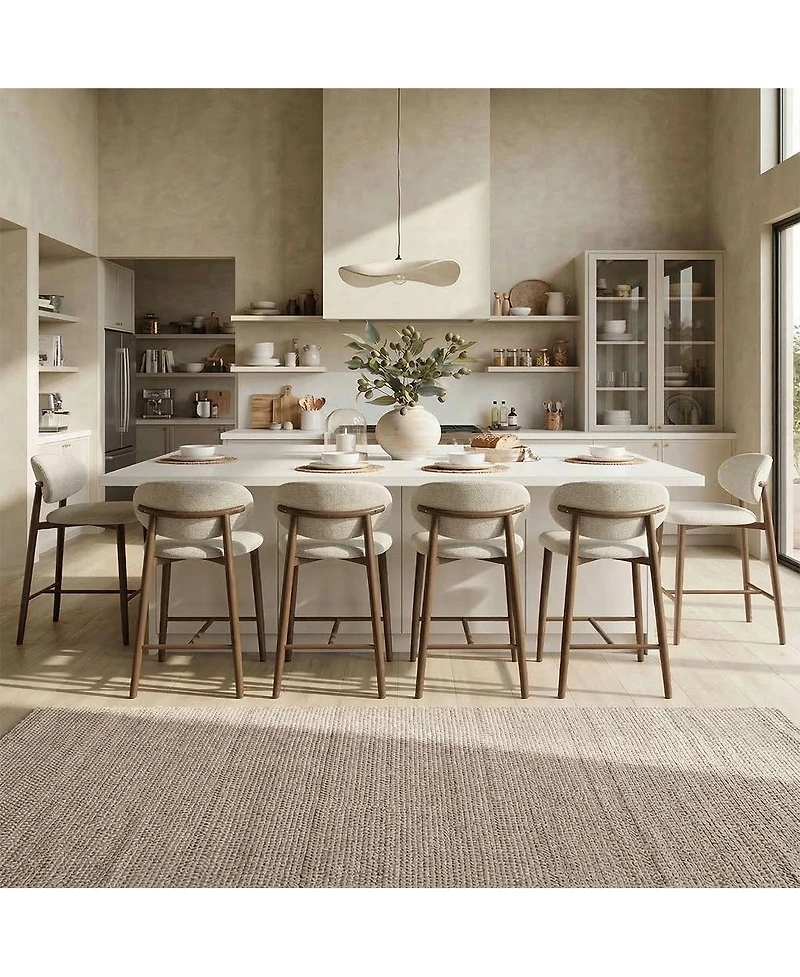 Maison Boucle 25.5" Seat Height Set of 3 Modern Counter Stools, Metal Legs