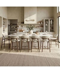 Maison Boucle 25.5" Seat Height Set of 3 Modern Counter Stools, Metal Legs
