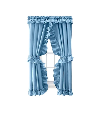 Ellis Curtain 70percentage Polyester 30percentage Cotton Stacey Ruffled Prscilla Curtain Panel Pairs With Tiebacks Slate