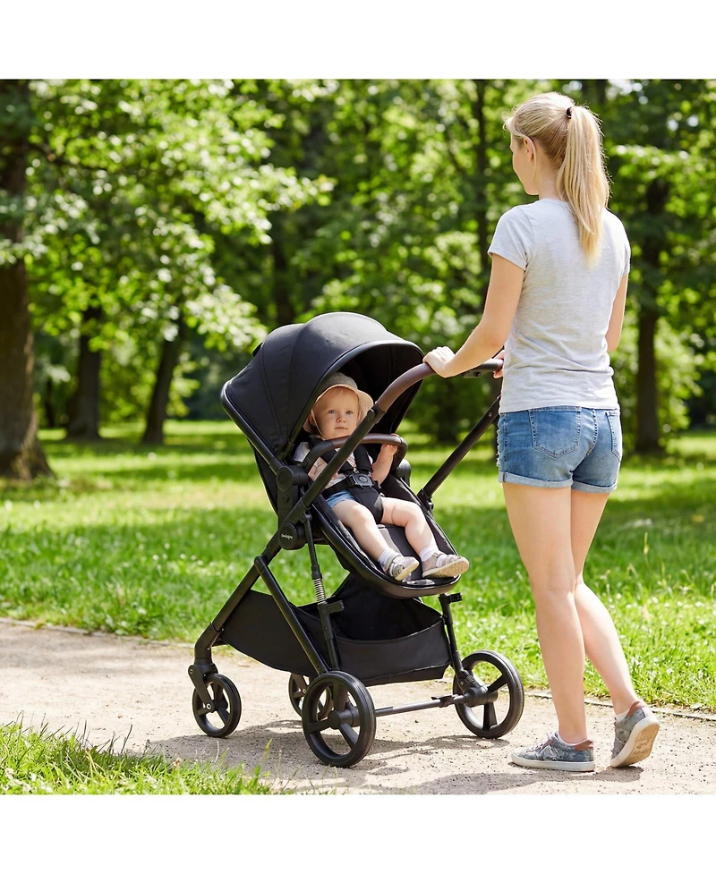 Gymax Baby 2 1 Stroller with Bassinet Mode Reversible Seat Adjustable Canopy