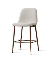Maison Boucle Set of 6 Counter Height Stools with Back Seat, Metal Legs
