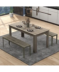Gymax 63 Inch Dining Table Rectangular Modern Kitchen Table For 6 People Home Furniture