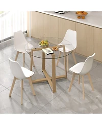 Gymax 42 Inch Round Glass Dining Table with 0.3 Inch Tempered Glass Tabletop