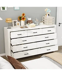Homsee 9-Drawer Storage Cabinet - 63-Inch Tall Wooden Dresser for Bedroom | Storage Organizer with Handles
