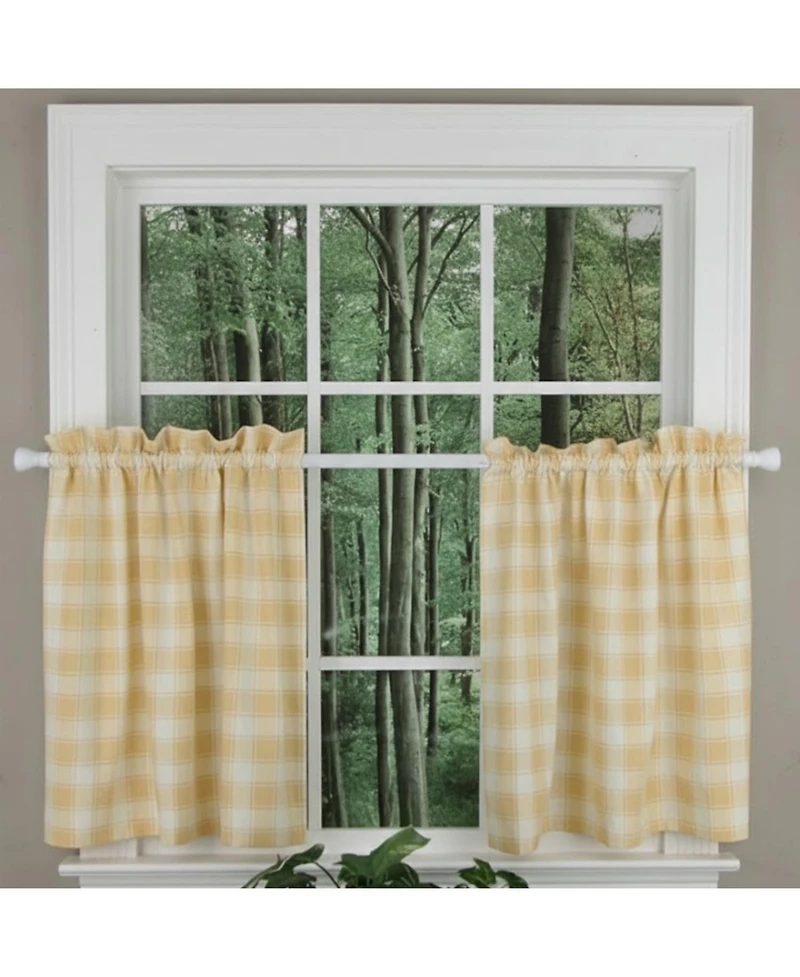 Ellis Curtain Country Check Tailored With 1.5inch Rod Pocket Window Tiers Butter