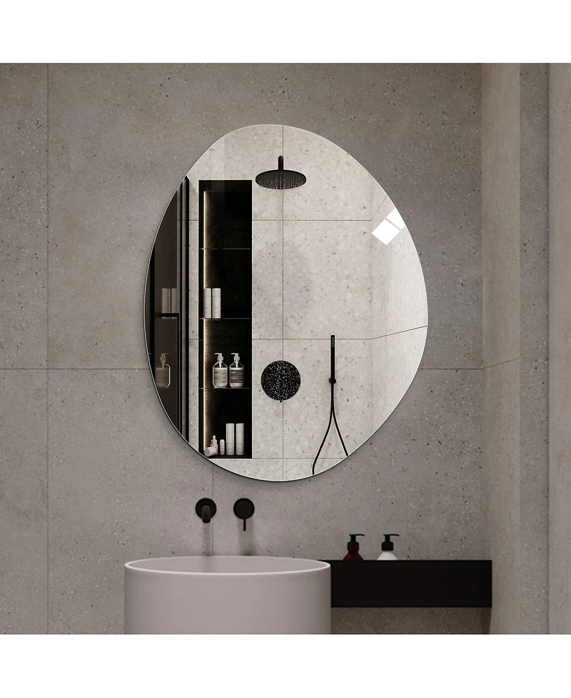 Laoties Modern Asymmetrical Wall Mirror, Hd Copper-Free Vanity Mirror for Bathroom, Living Room and Entryway
