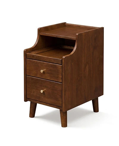 Slickblue Wood Nightstand with Drawers and Solid Wood Legs for Bedroom
