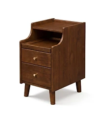 Slickblue Wood Nightstand with Drawers and Solid Wood Legs for Bedroom
