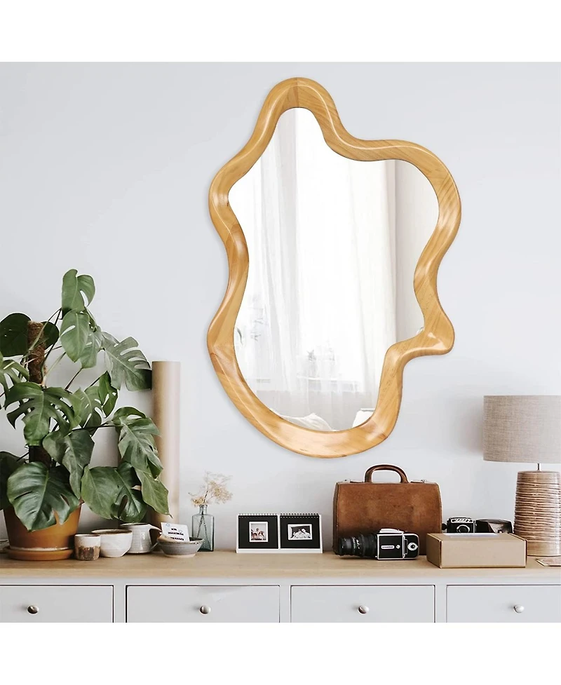 Laoties Modern Decorative Irregular Vanity Mirror with Engineered Wood Frame for Living Room and Bathroom