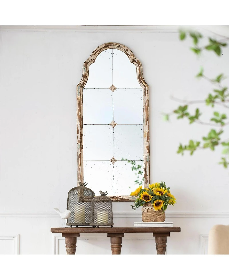 Laoties 48" x 22" Arched Windowpane Wall Mirror for Entryway and Living Room
