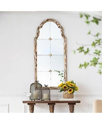 Laoties 48" x 22" Arched Windowpane Wall Mirror for Entryway and Living Room